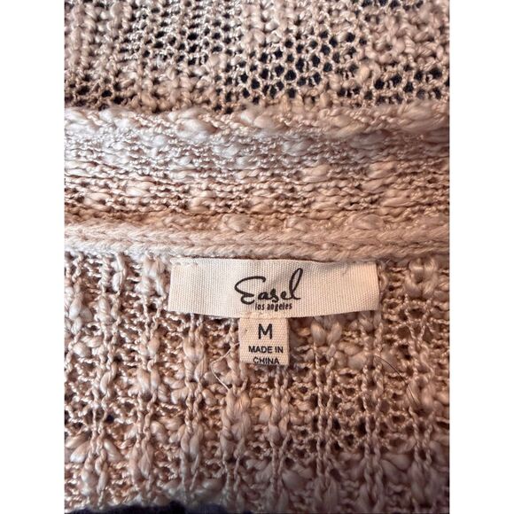 Easel Women' Size Medium Acrylic Pink Open Weave Cardigan Sweater Duster - Picture 4 of 6